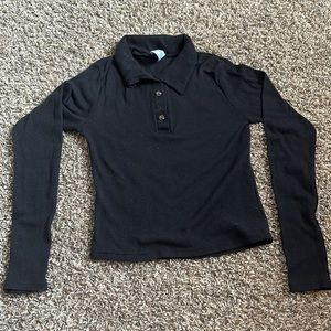 Black Long Sleeve Collared Shirt